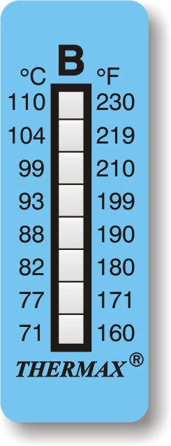 Thermax temperature indicator strips D-E